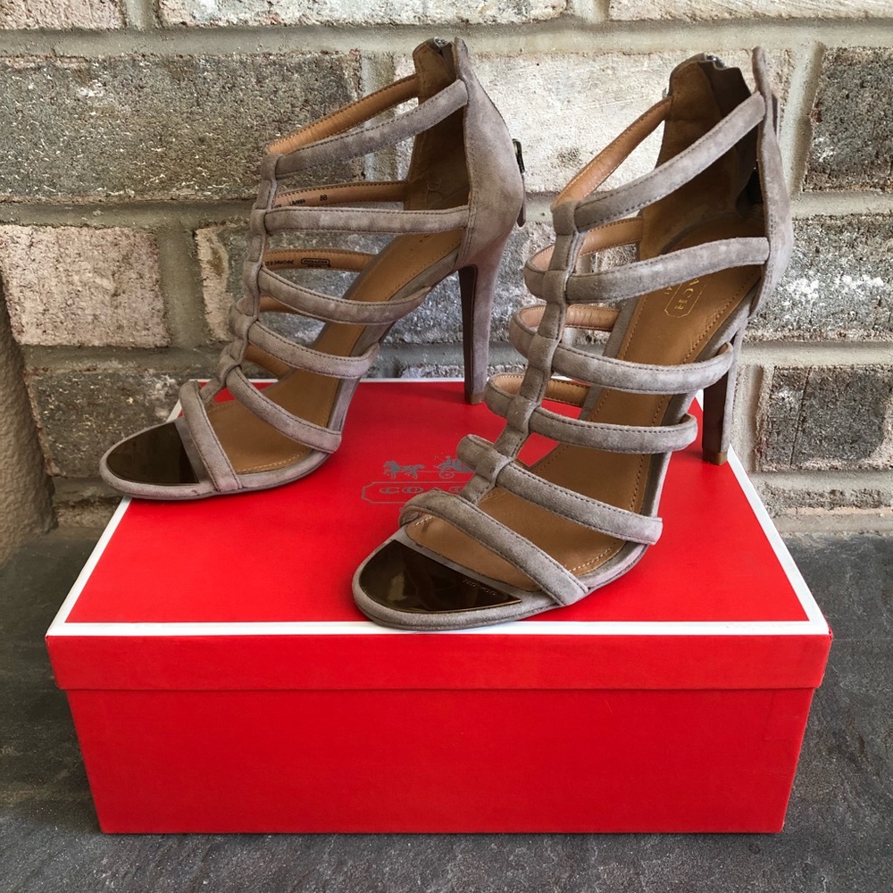 Coach Grey Solid Suede Stiletto Heels, Size 8